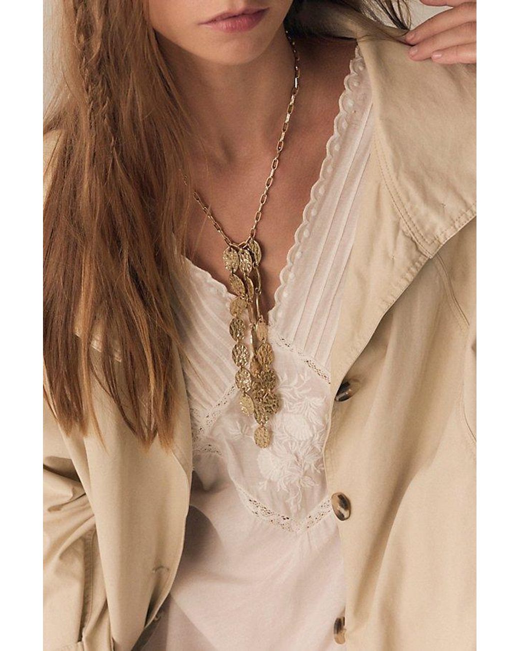 Free People Natural Zinnia Drop Necklace