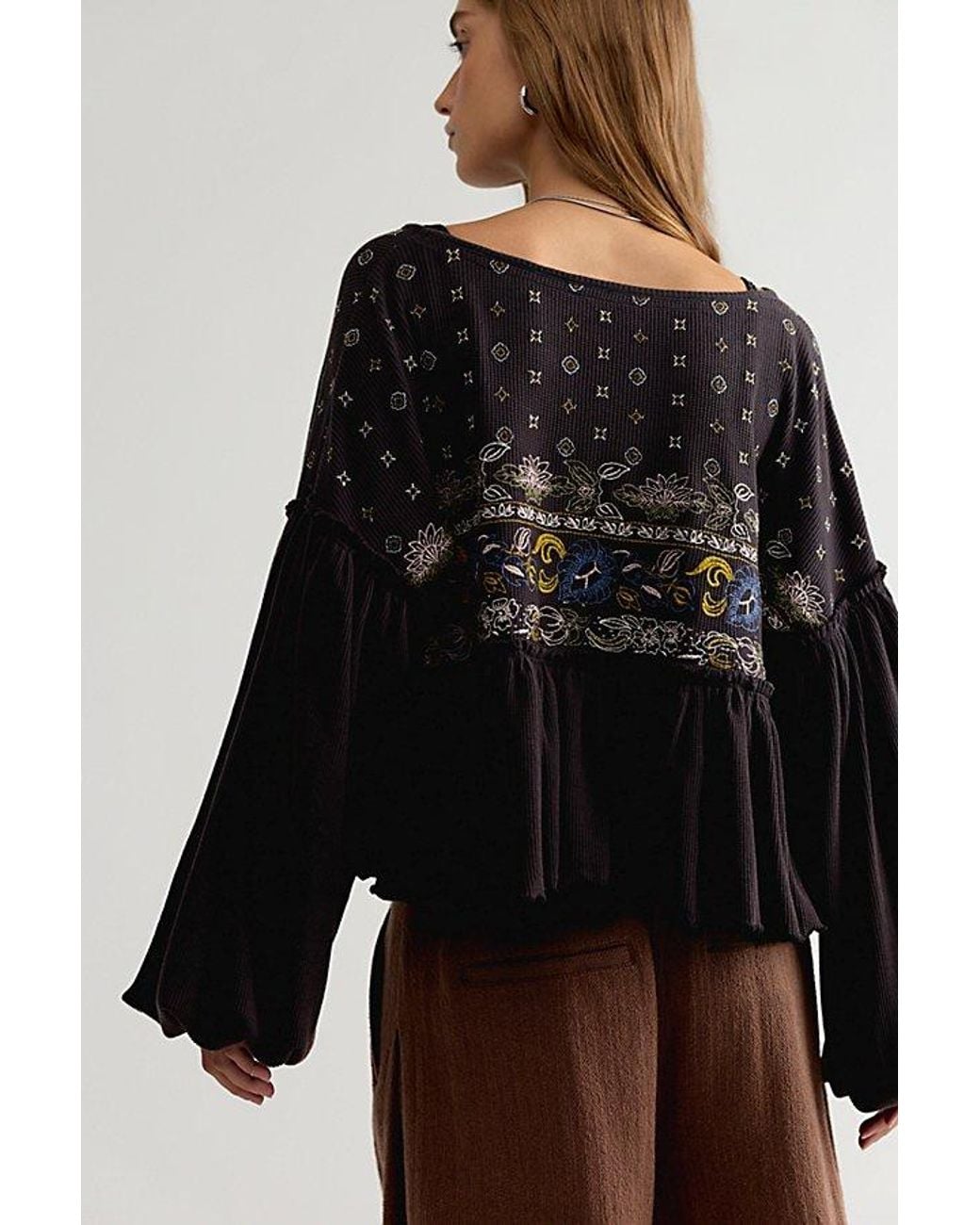 Free People Black Brynn Babydoll Top
