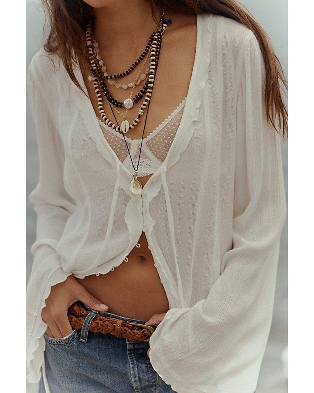 Free People Natural Amorella Blouse
