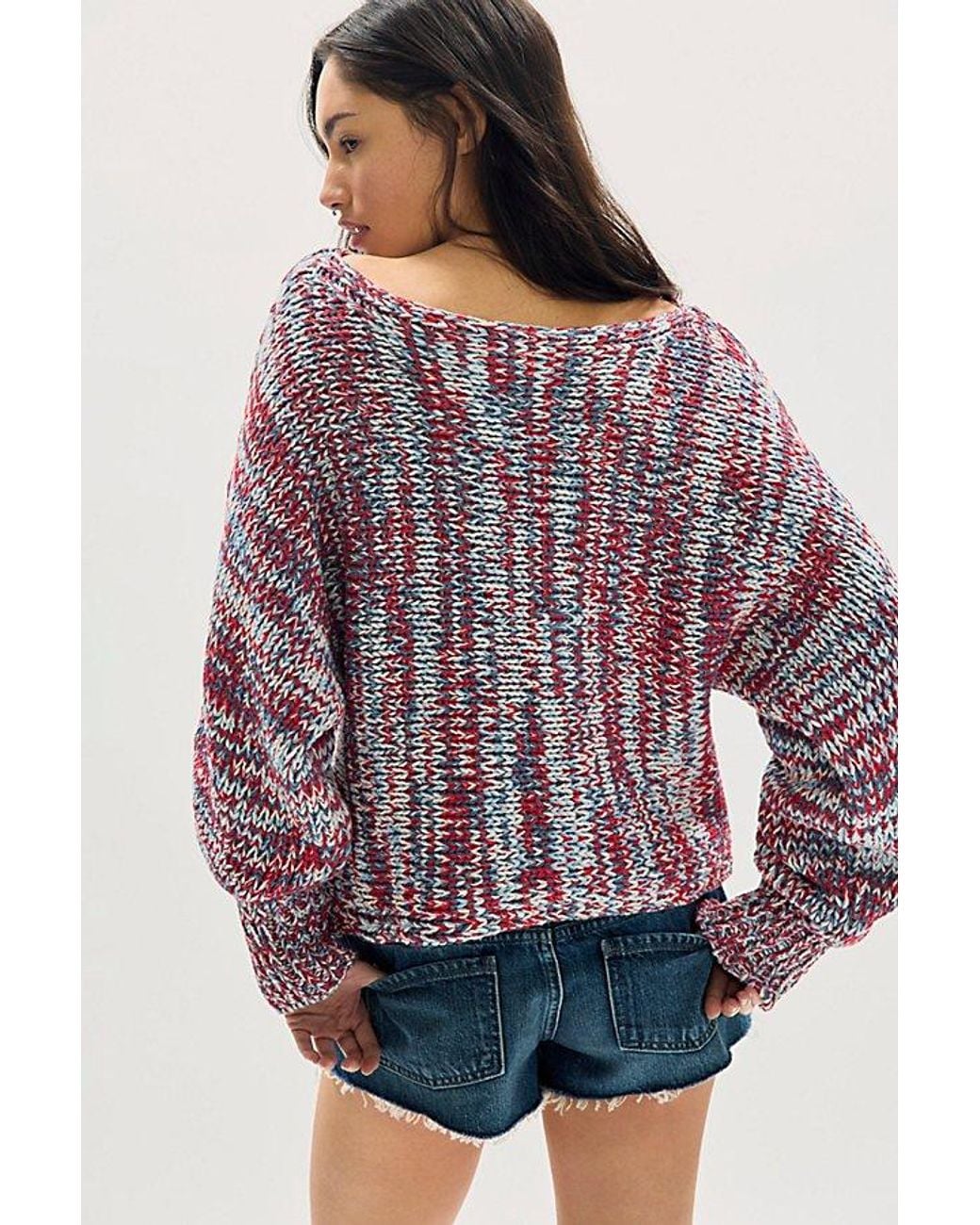 Free People Red Horizon Knit Pullover