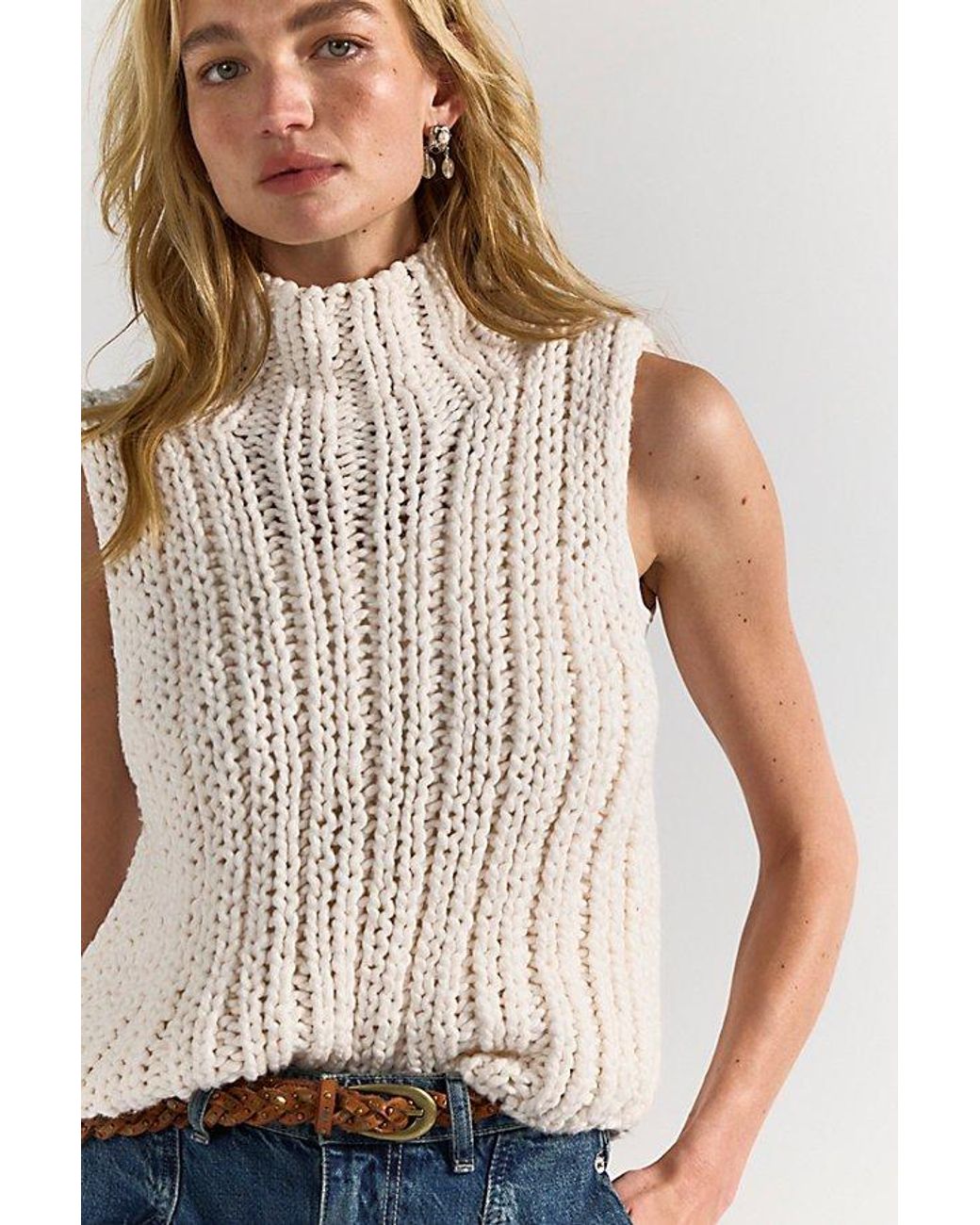 Free People Brown Lola Knit Tank Top