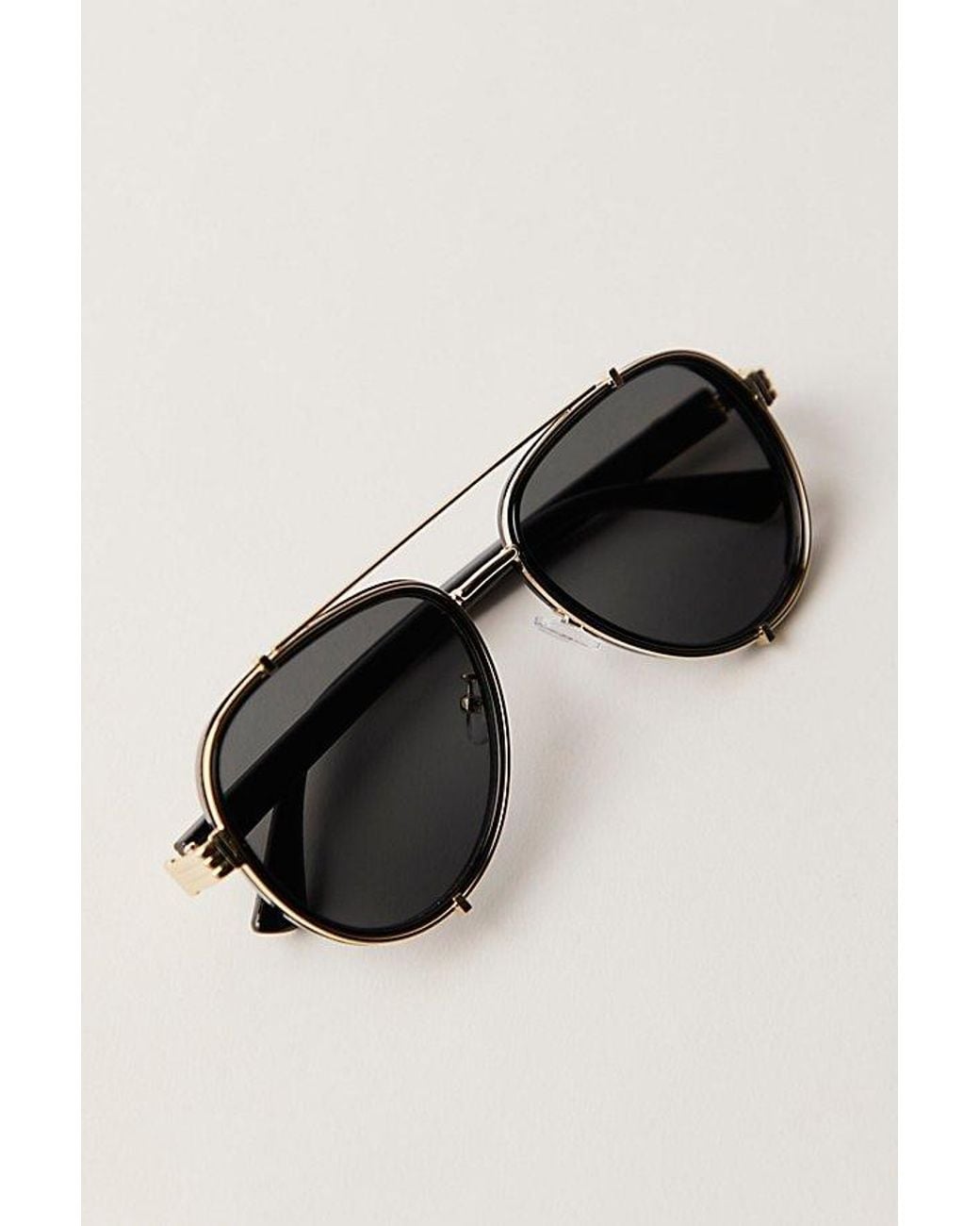 Free People Black Wesley Oversized Aviator Sunglasses