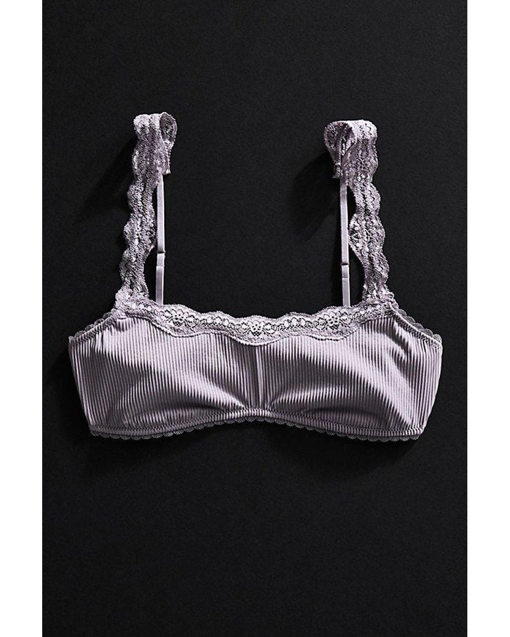 Intimately By Free People Black Charlie Lace Microfiber Ribbed Square-Neck Bralette By
