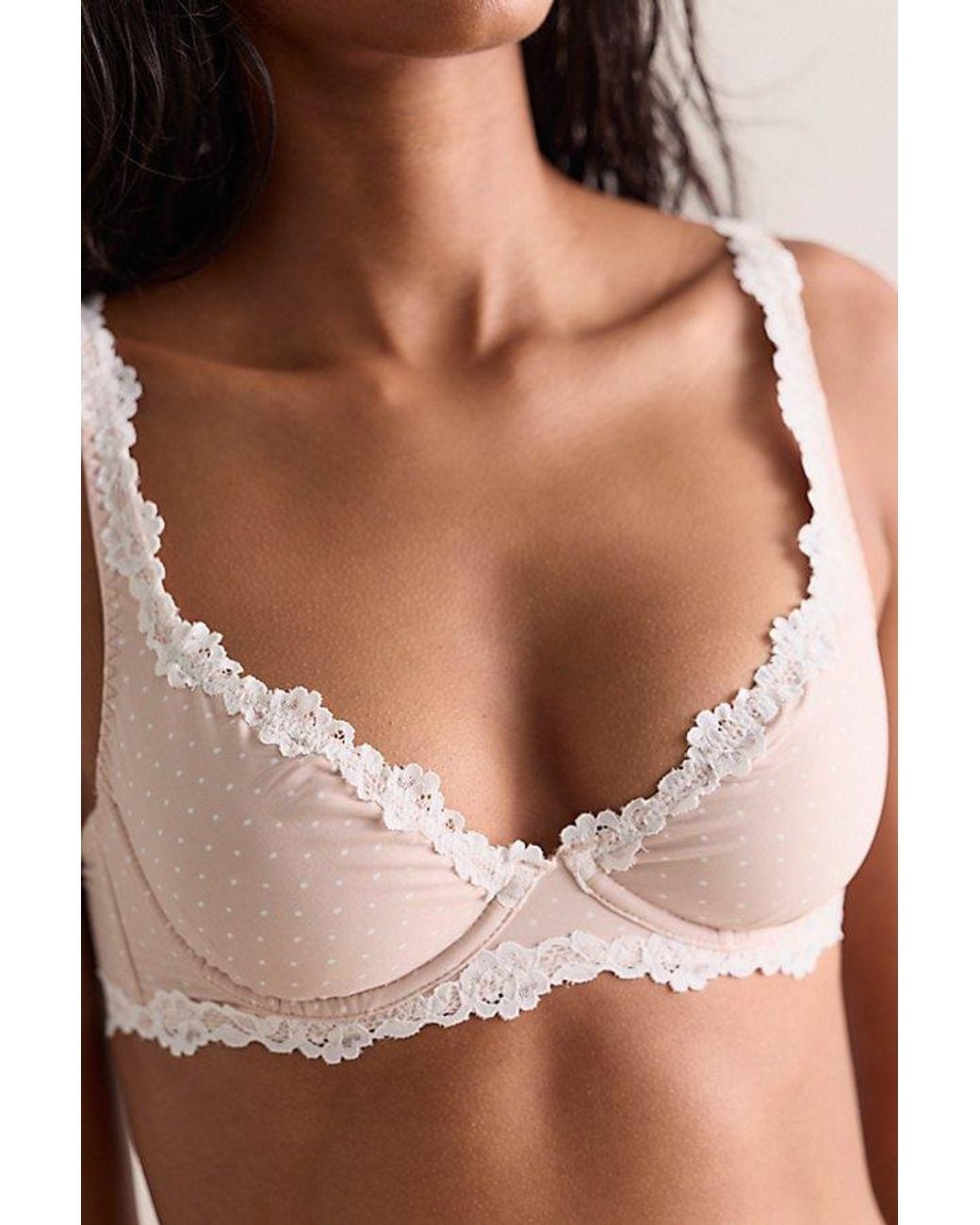 Intimately By Free People Brown Charlie Lace Printed Microfiber Plunge Underwire Bra By