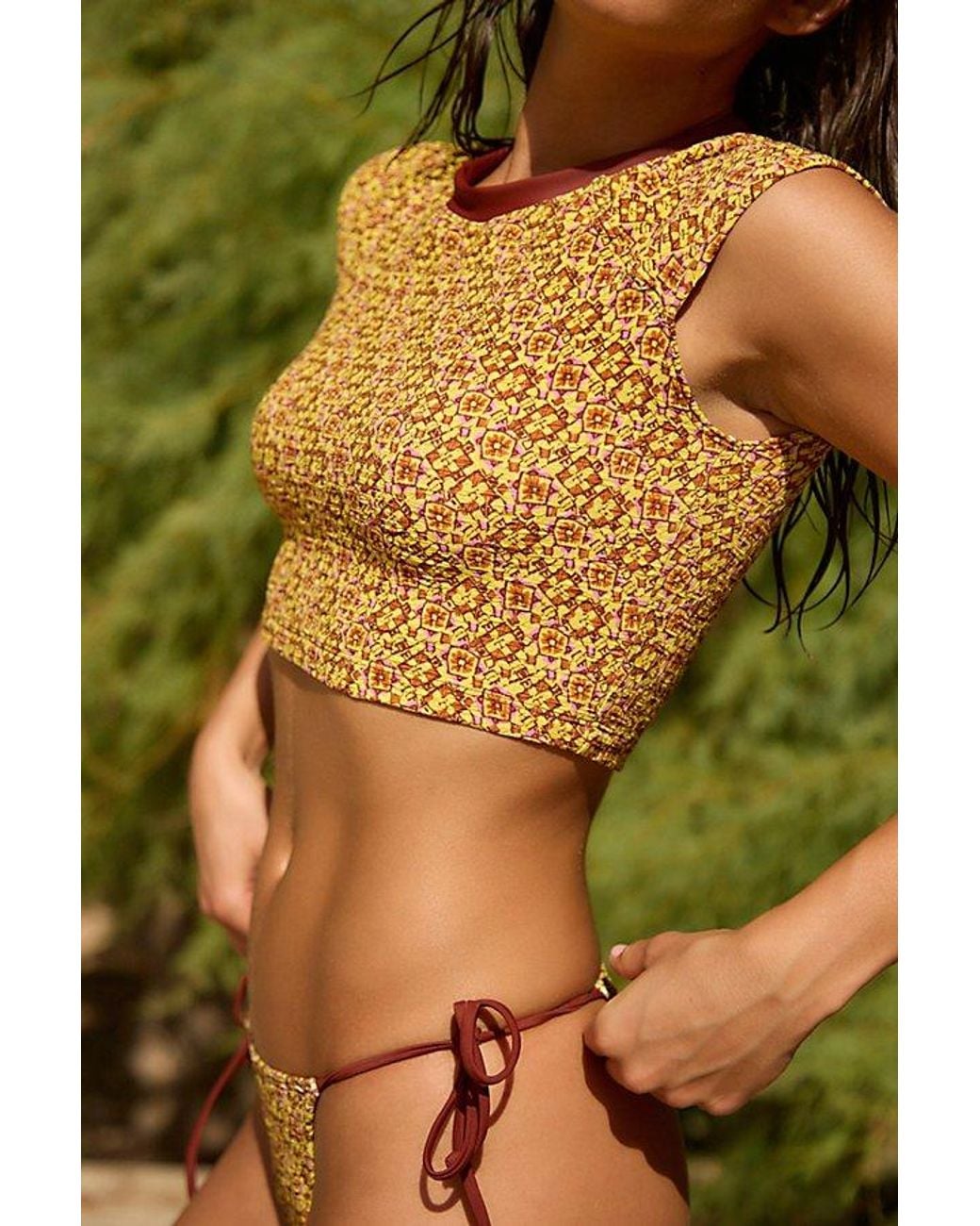 free-est Brown Michelle Printed Bikini Bottoms