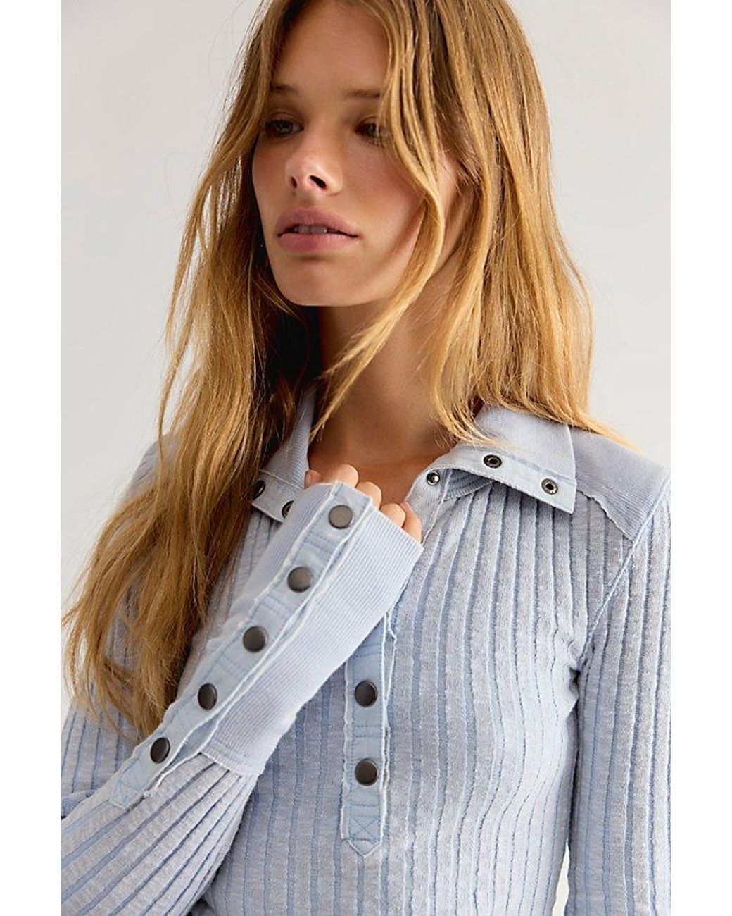 Free People Gray Surplus Cuff Top