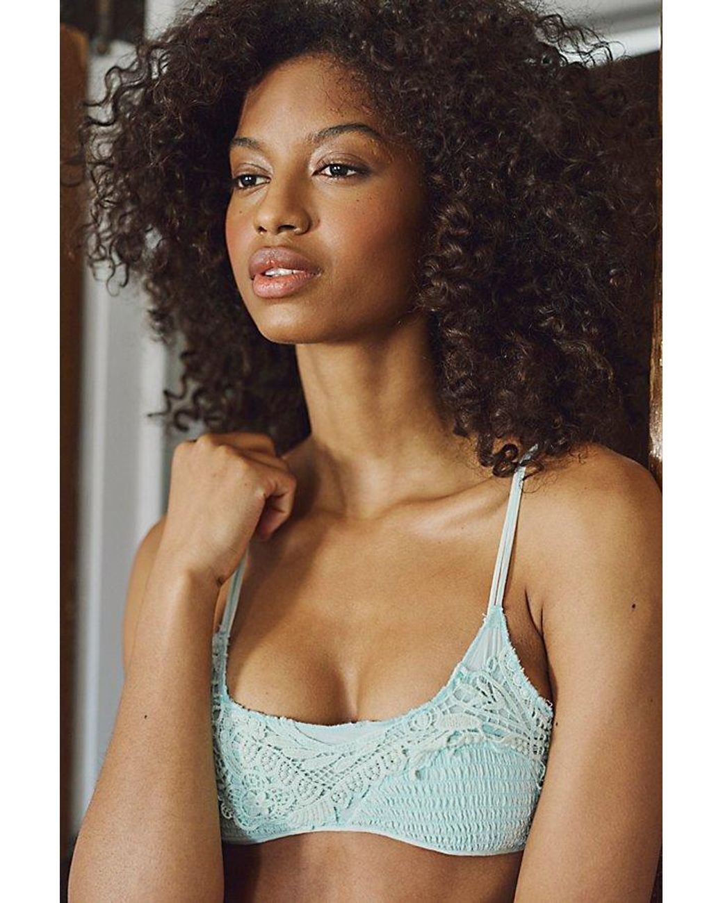 Intimately By Free People Blue Try Me On Smocked Bralette By