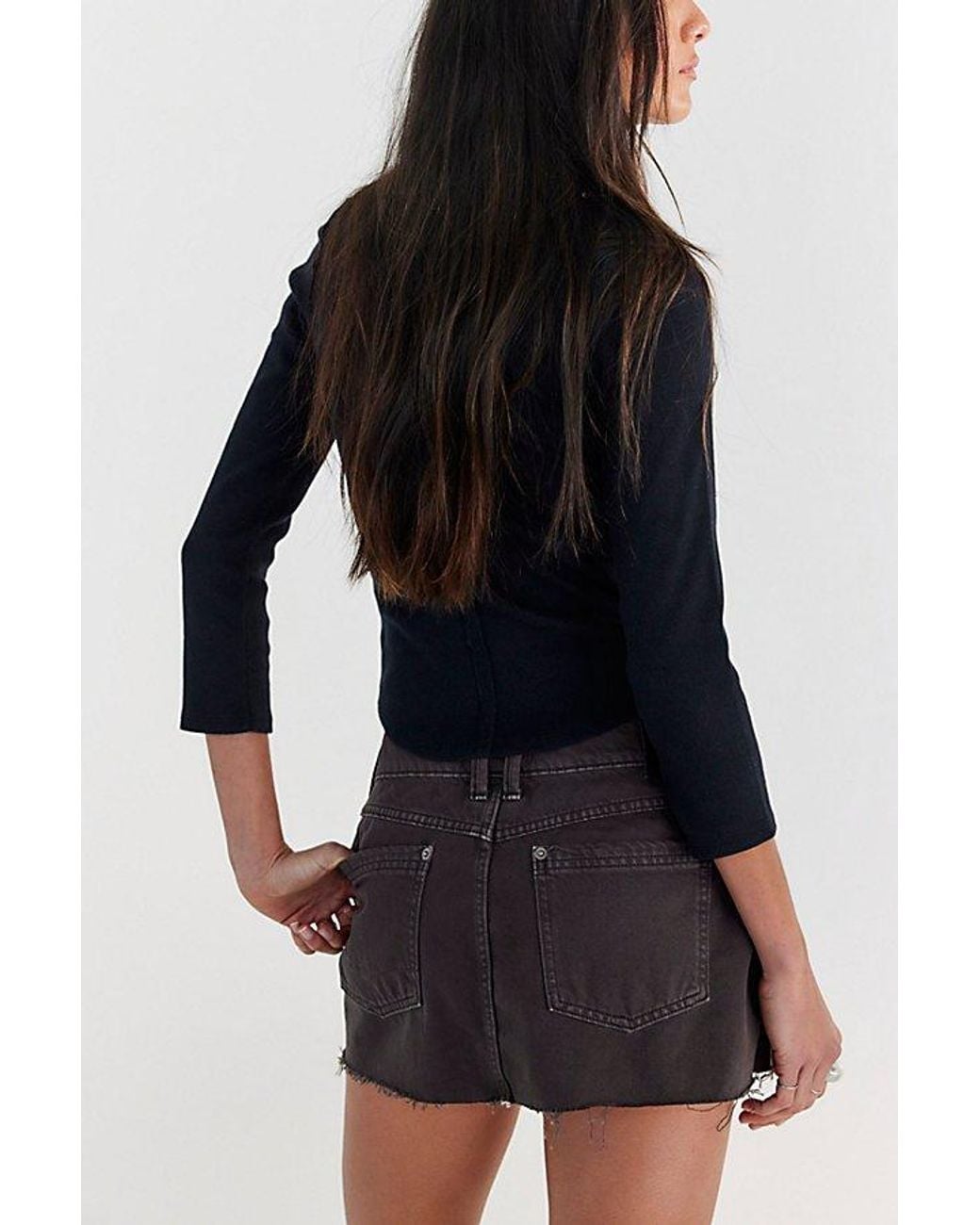Free People Blue Lainey Low-Rise Mini Skirt