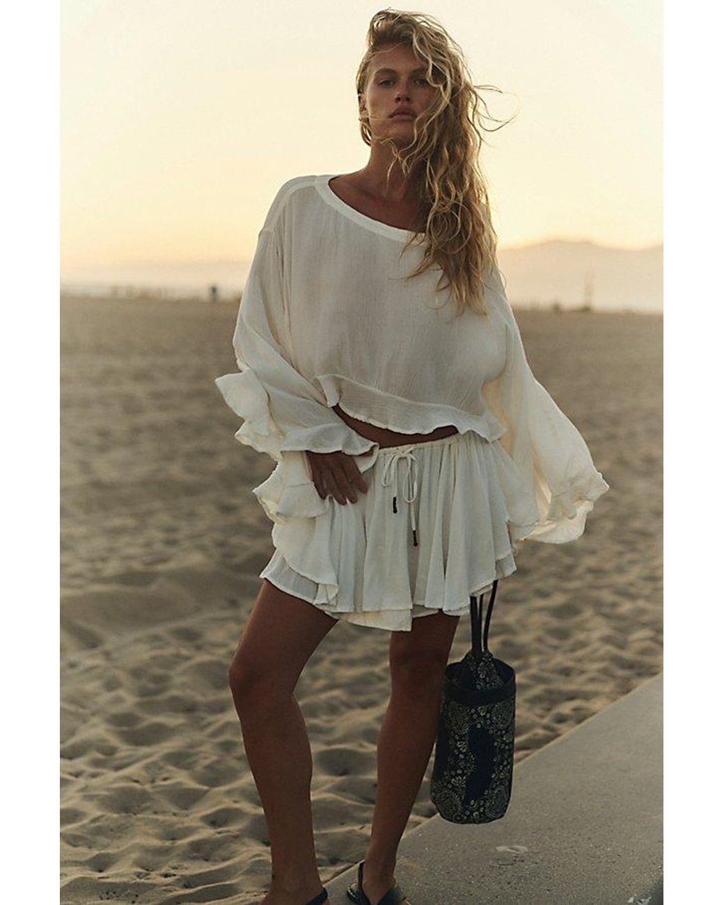 Free People White Delilah Skort Set By