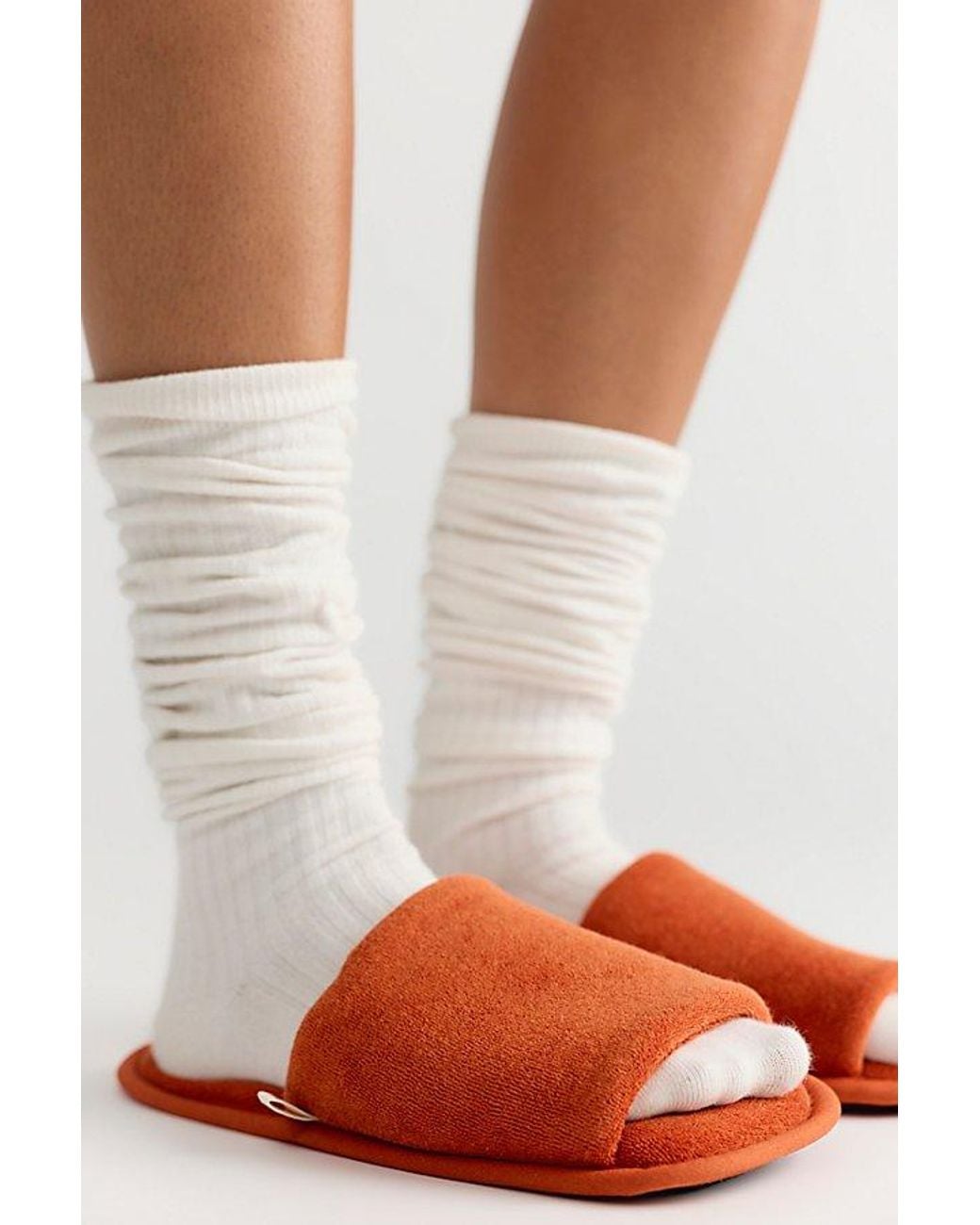 FRANKLY! Orange Terry Square Slippers
