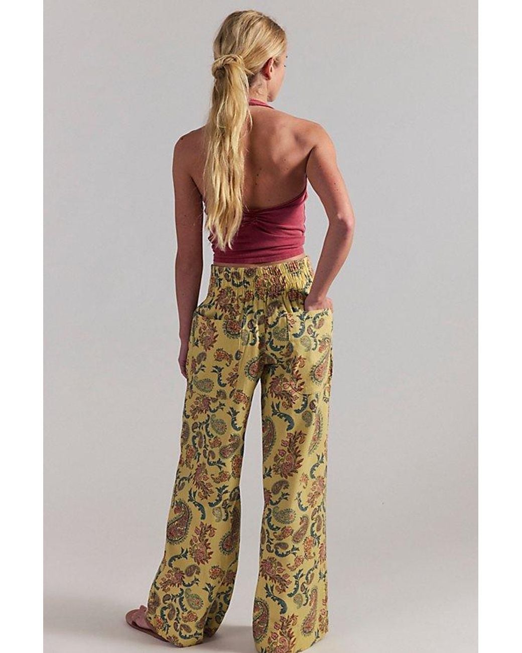 Free People Multicolor Breezy Printed Denim Pull-On Jeans