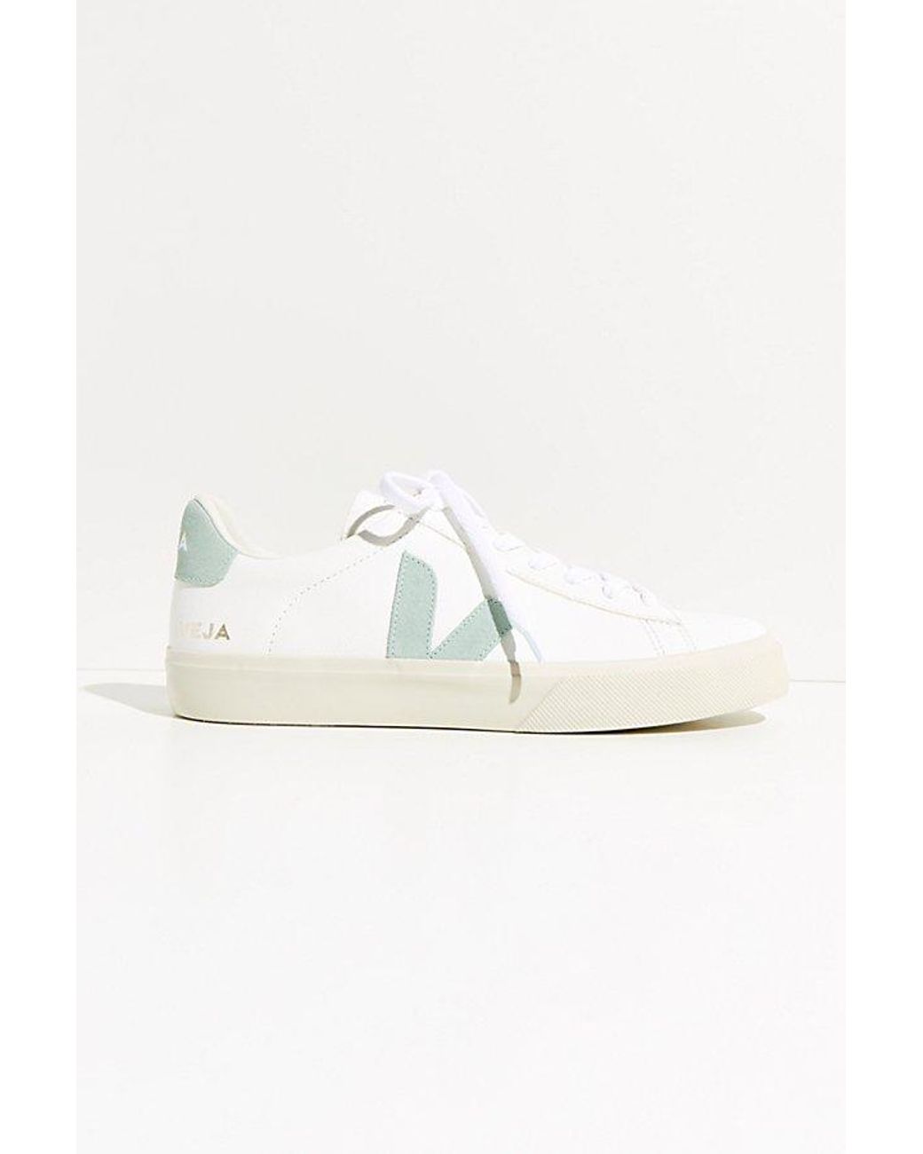 Veja Green Campo Sneakers At Free People In Extra White/matcha, Size: Eu 36