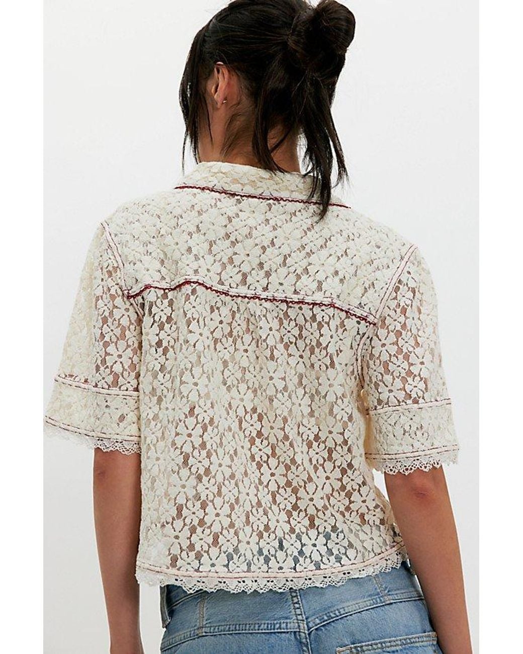 Free People Multicolor Mannie Lace Button Down