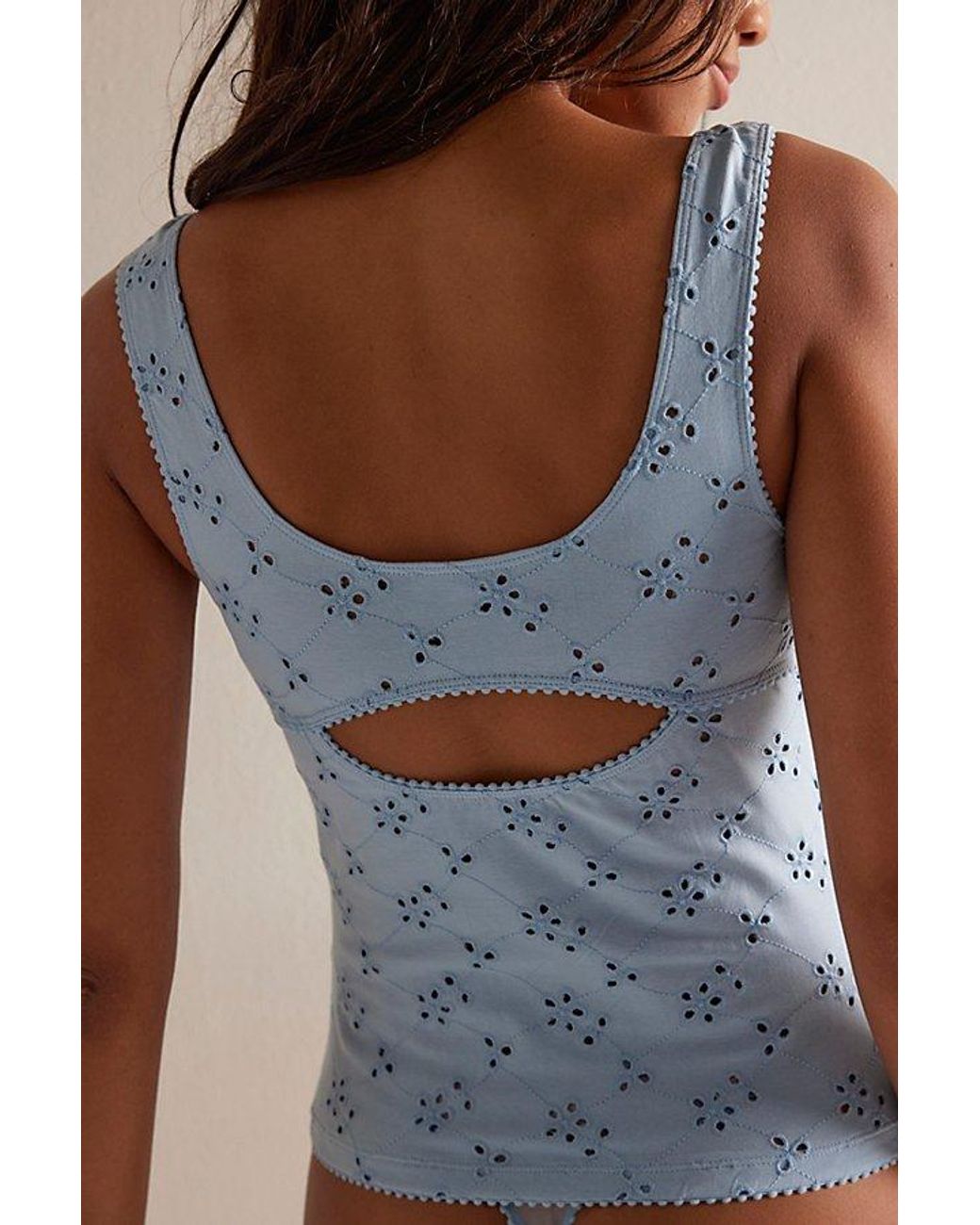 Intimately By Free People Blue Full Bloom Cotton Eyelet Cami By