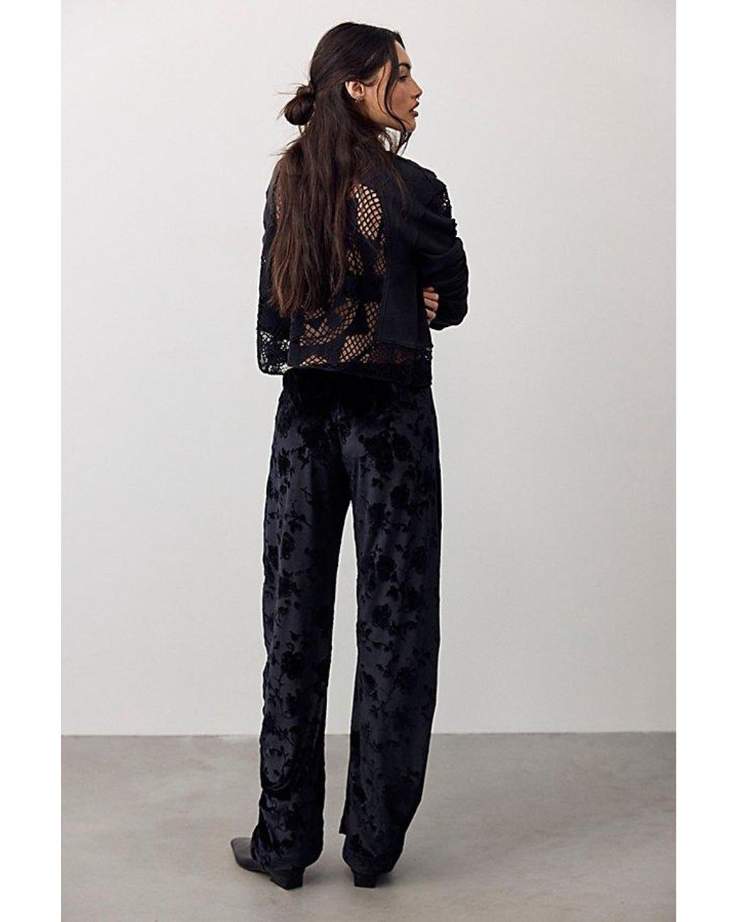 Free People Blue Radiance Velvet Pull-On Pants