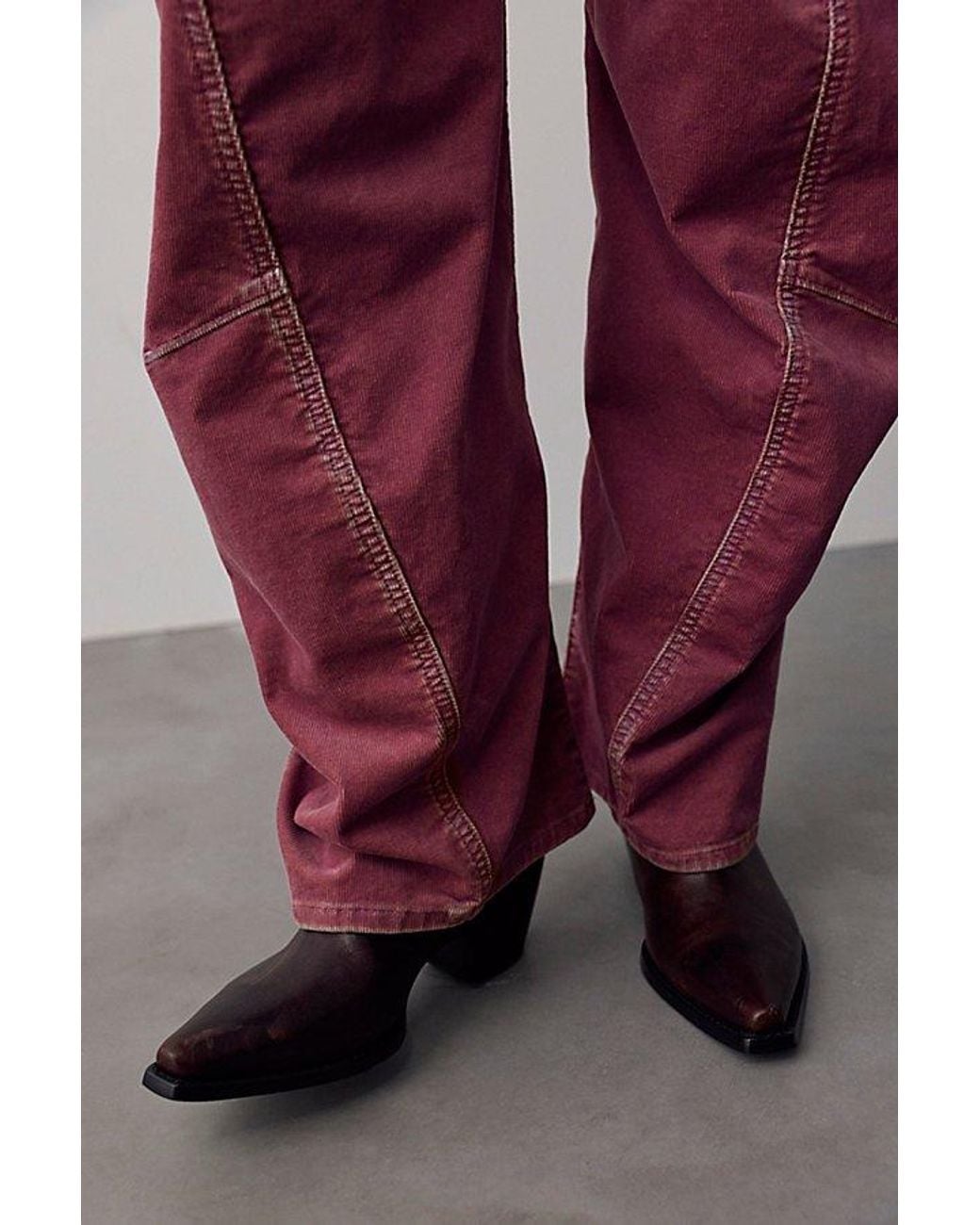 Free People Red Fable Washed Cord Twisted Jeans