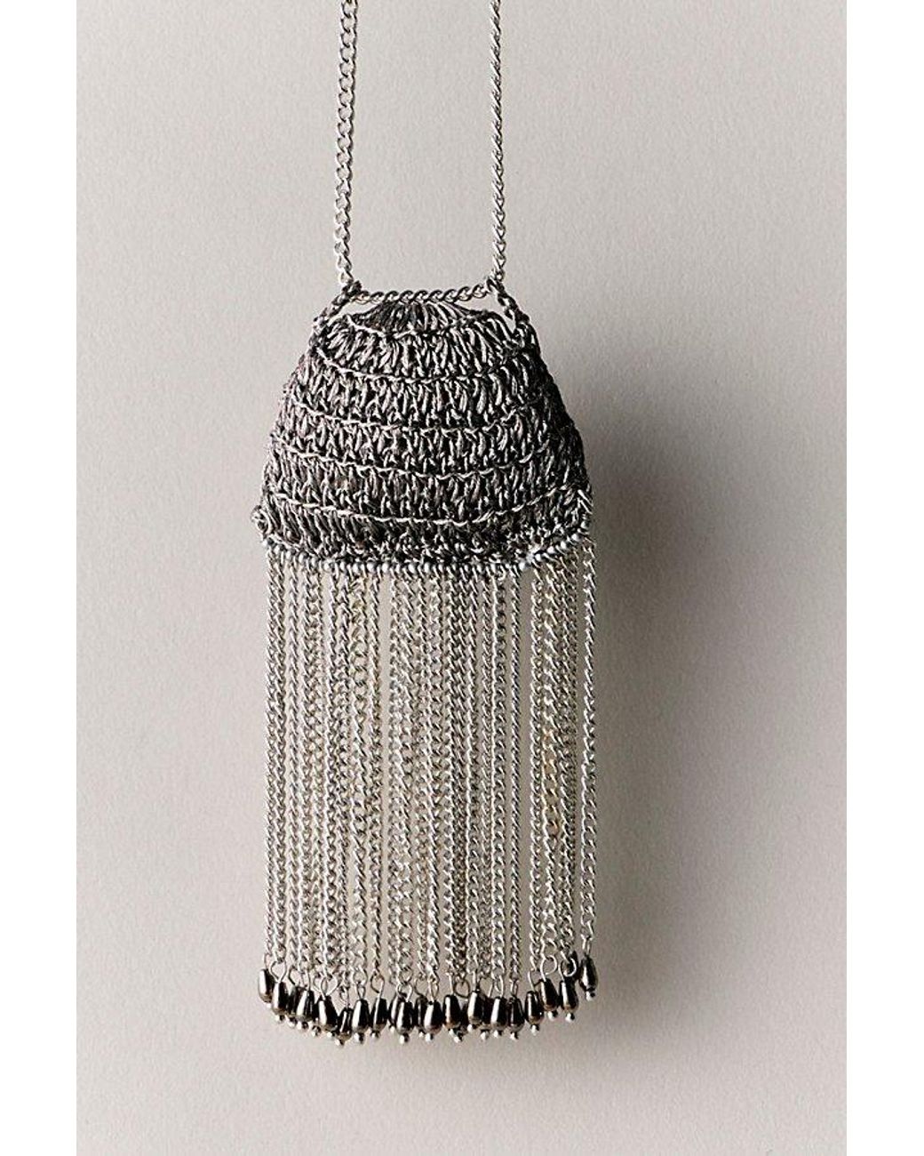 Free People Gray Zelda Fringe Necklace