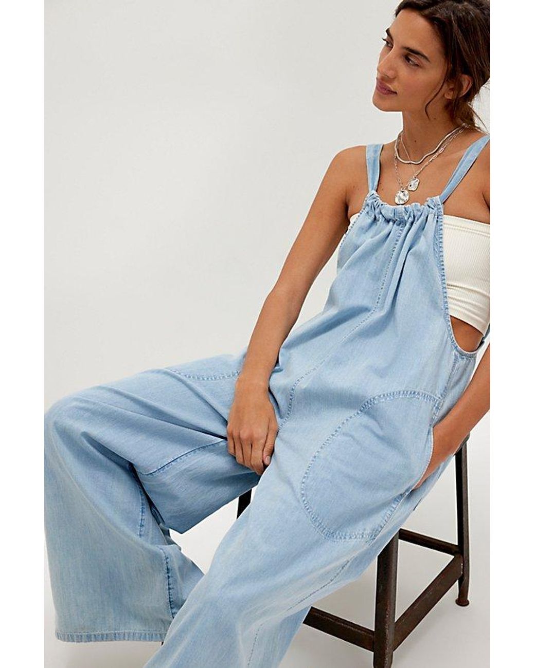 Free People Blue Freebird Jumpsuit