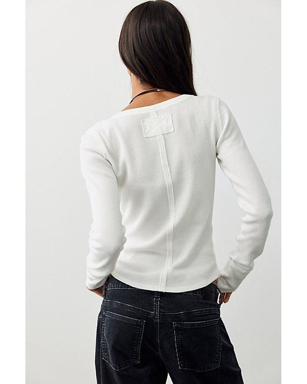 Free People White Easy Does It Scoop-Neck Top