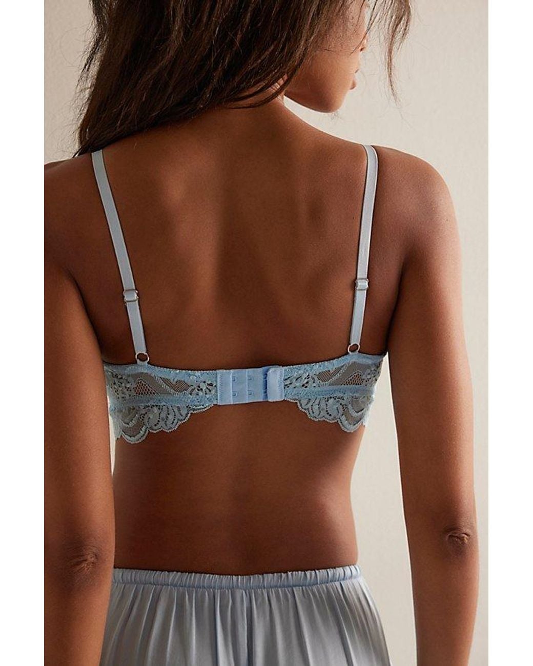 Intimately By Free People Blue Last Dance Sheer Lace Plunge Triangle Bralette By