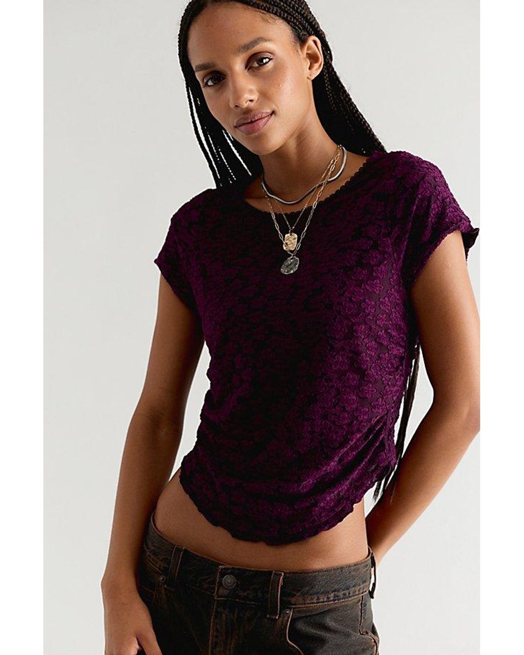 Free People Red Anora Baby Tee