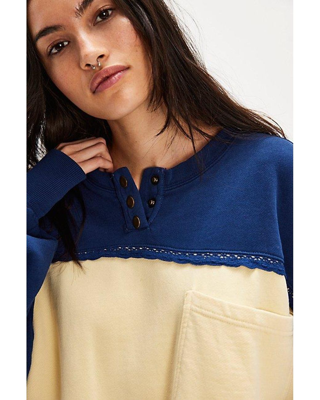 Free People Strawberry Sweatshirt in Blue | Lyst