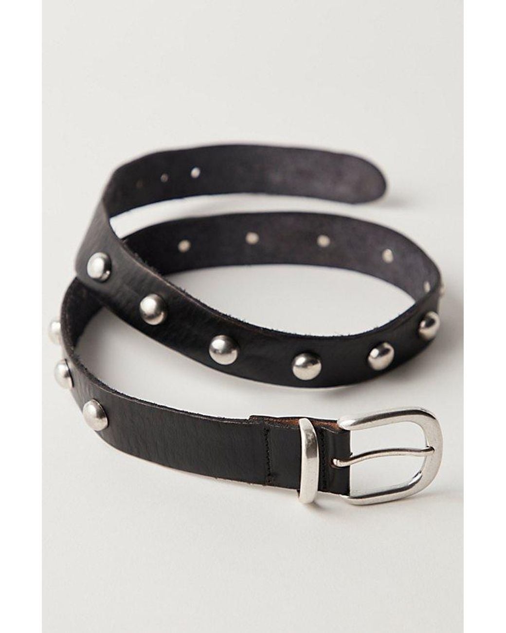 Free People Gray Studded Leather Adjustable Belt