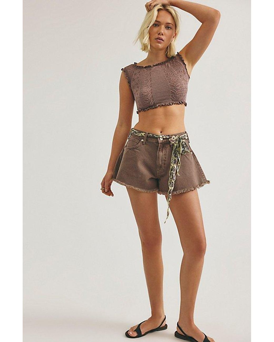 Free People Brown Sparks Fly Shorts