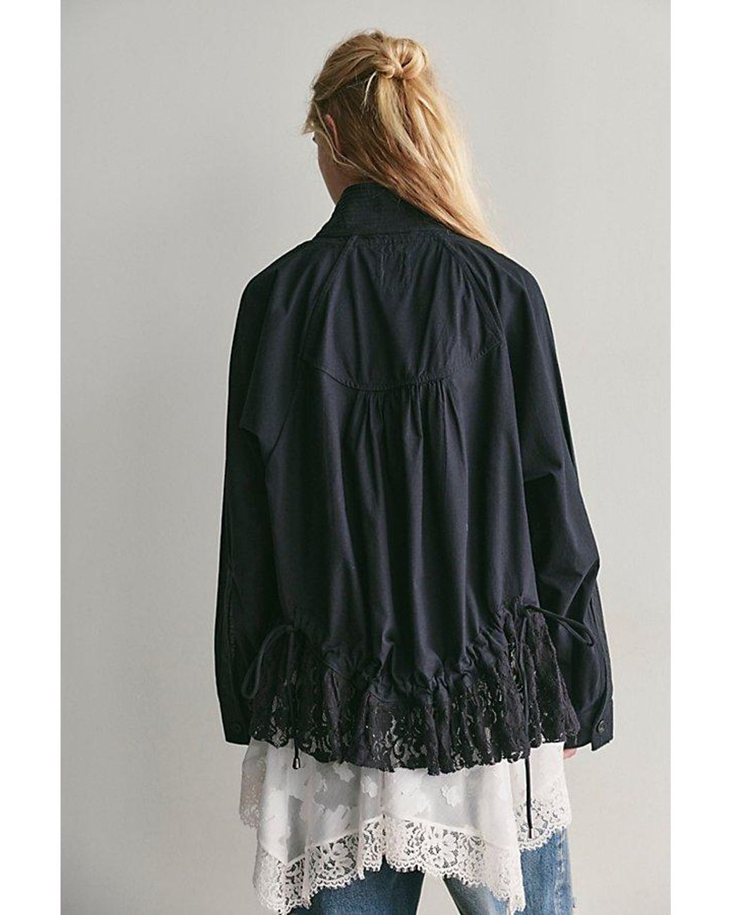 Free People Black Outset Funnel-Neck Jacket