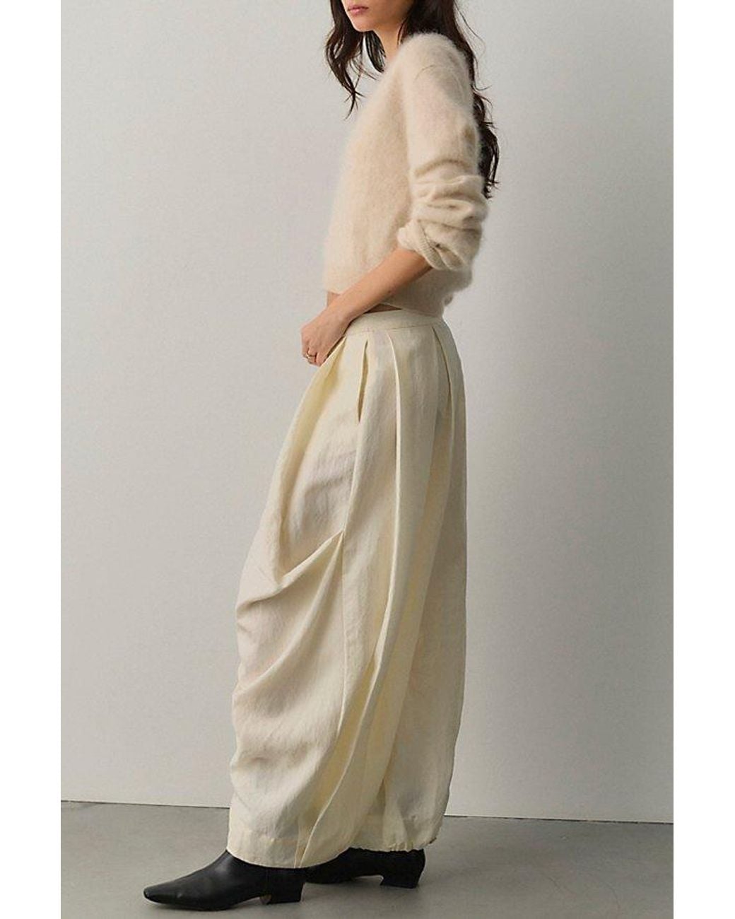 Free People Natural Bring Forth Pleated Trousers
