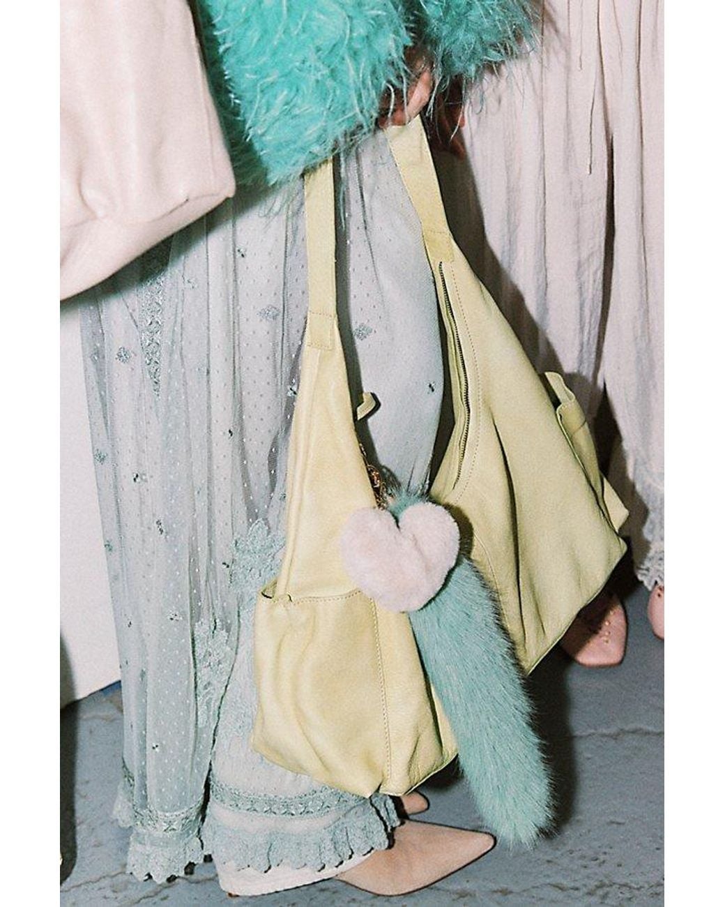 Free People Green Fluffy Tail Bag Charm