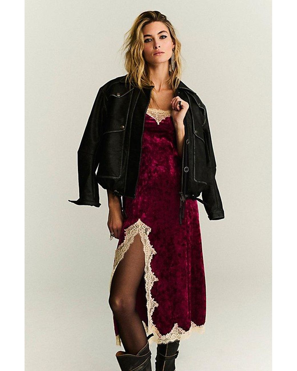 Intimately By Free People Red Date Night Ready Midi Slip Dress By