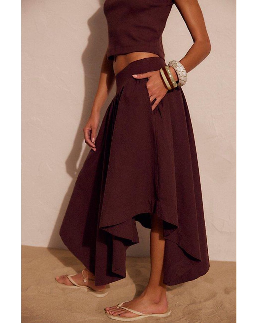 Free People Brown Annette Tee Skirt Set By
