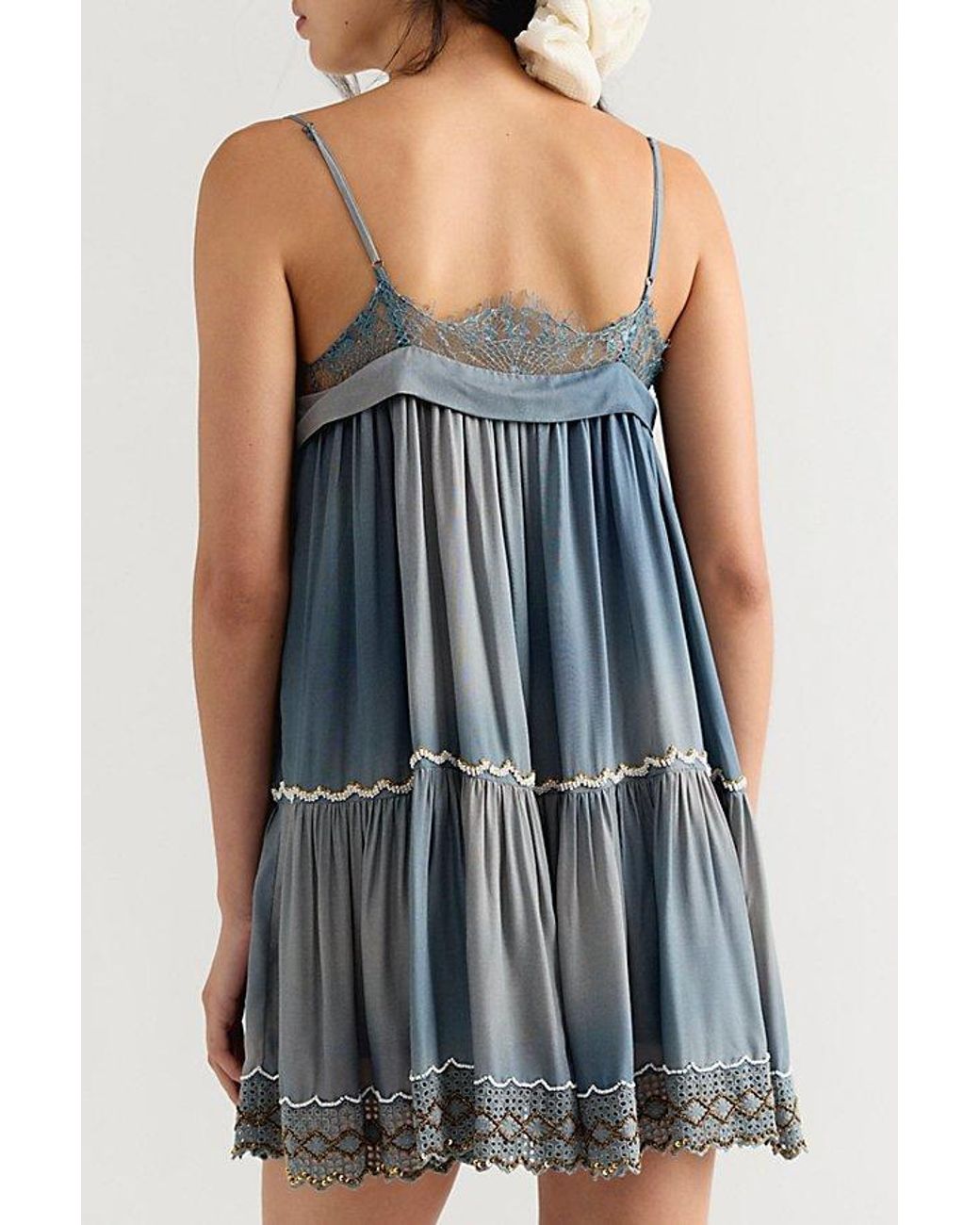 Free People Blue Imagine The Clouds Mini Dress