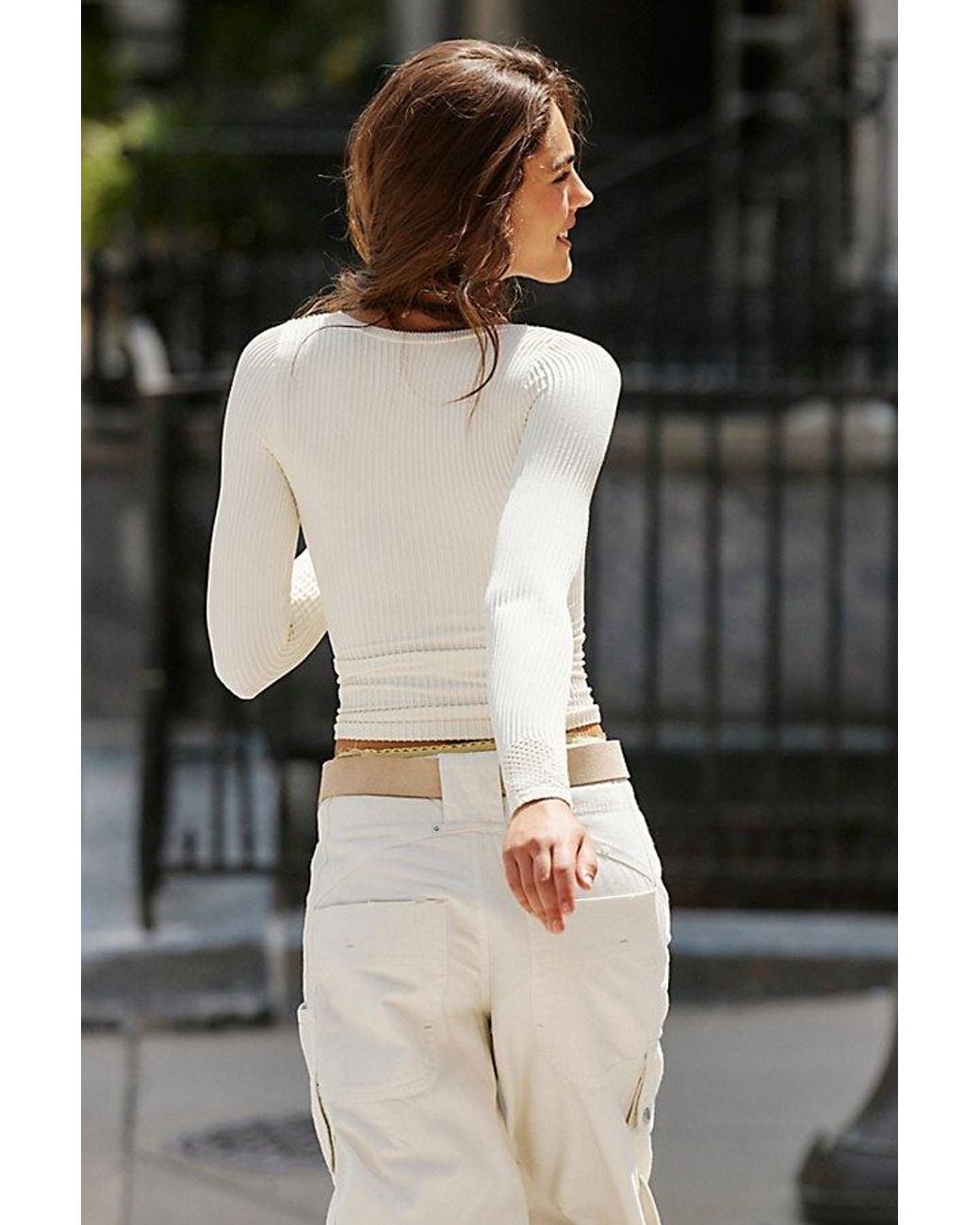 Intimately By Free People White Dynamic Duo Long Sleeve By