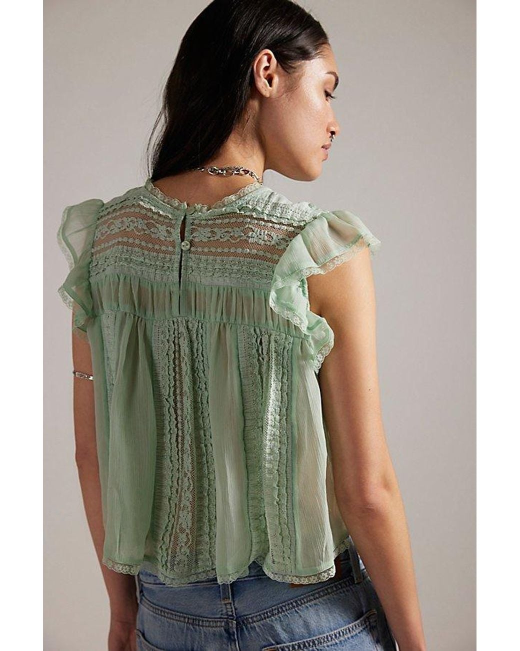 Free People Green Sun Drenched Blouse