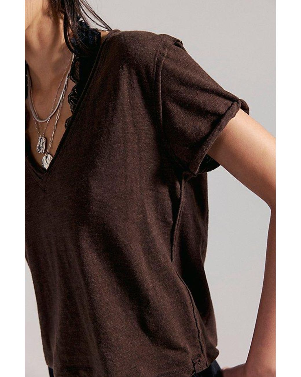 Free People Brown Take 2 Tee