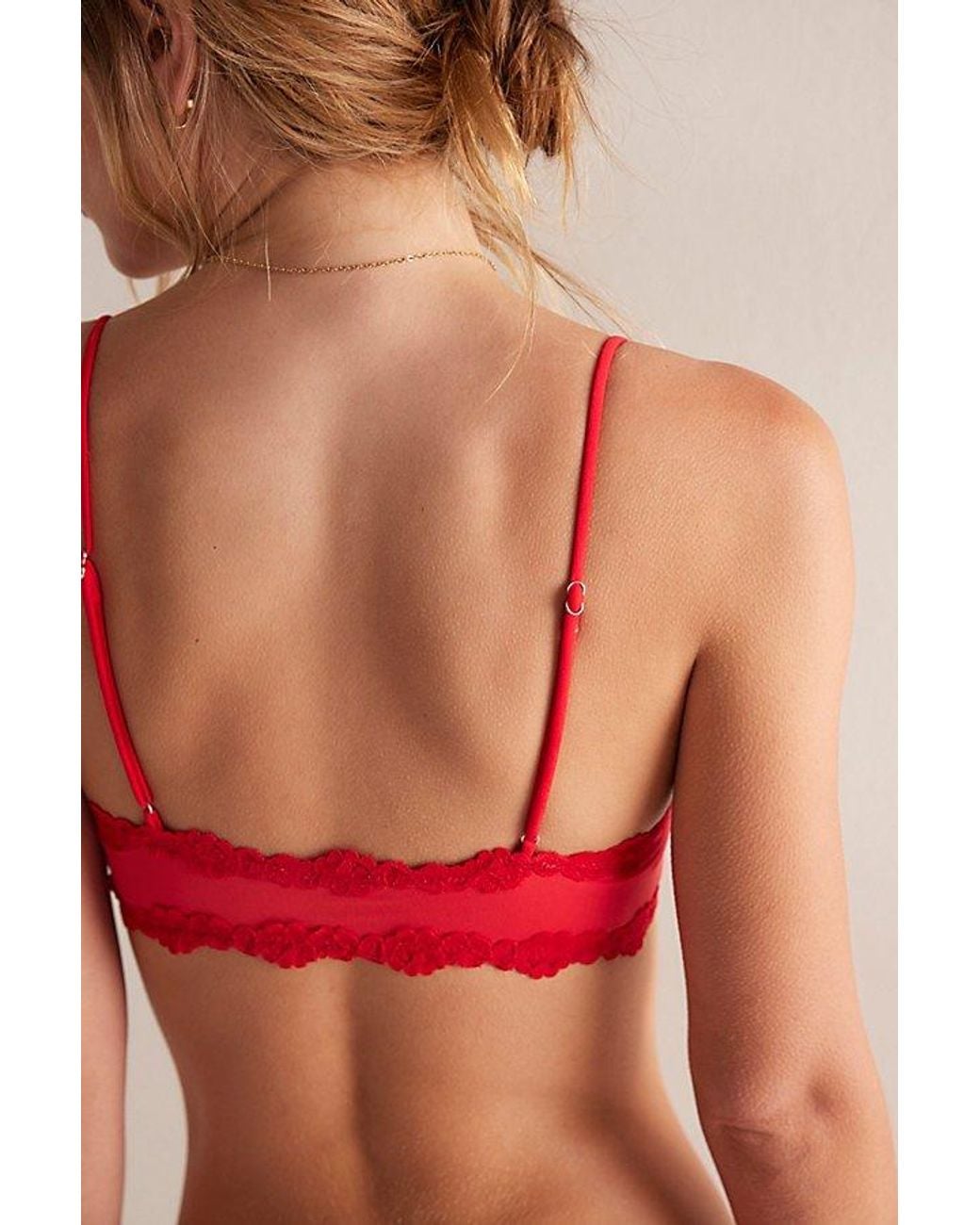 Intimately By Free People Red Charlie Lace Microfiber V-Neck Bralette By