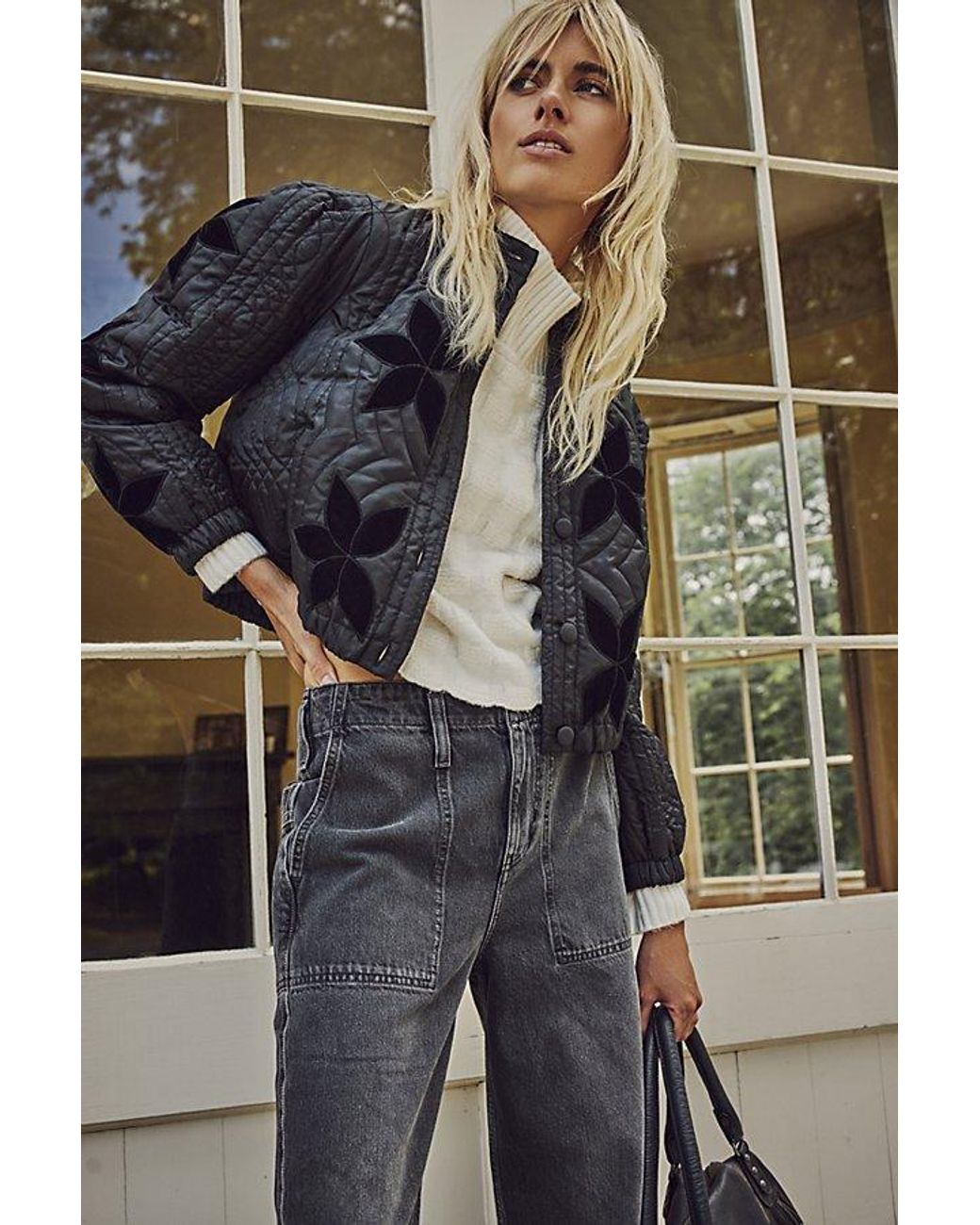 Free People Quinn Quilted Jacket in Black | Lyst UK