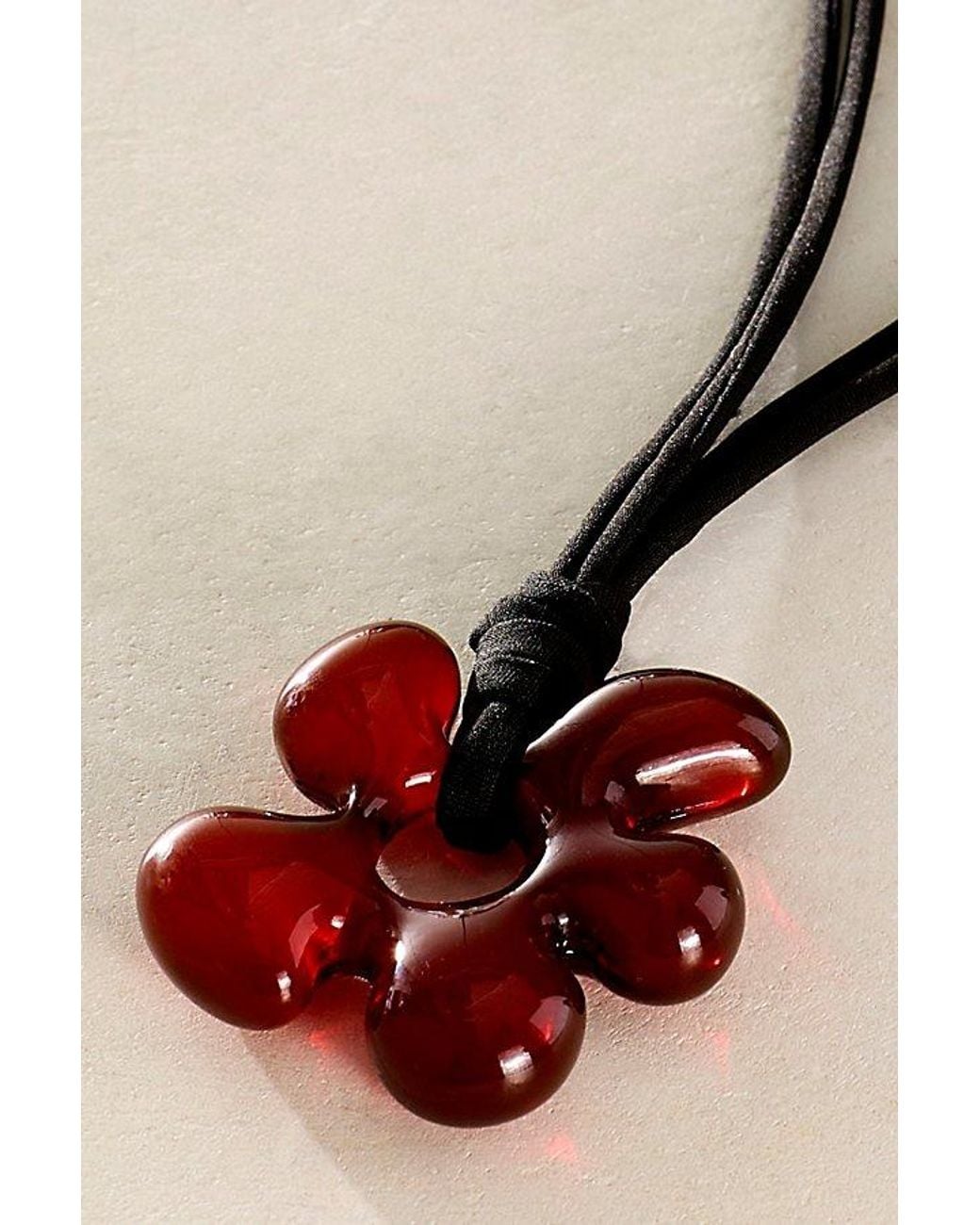 Free People Natural Crimson Flower Resin Necklace