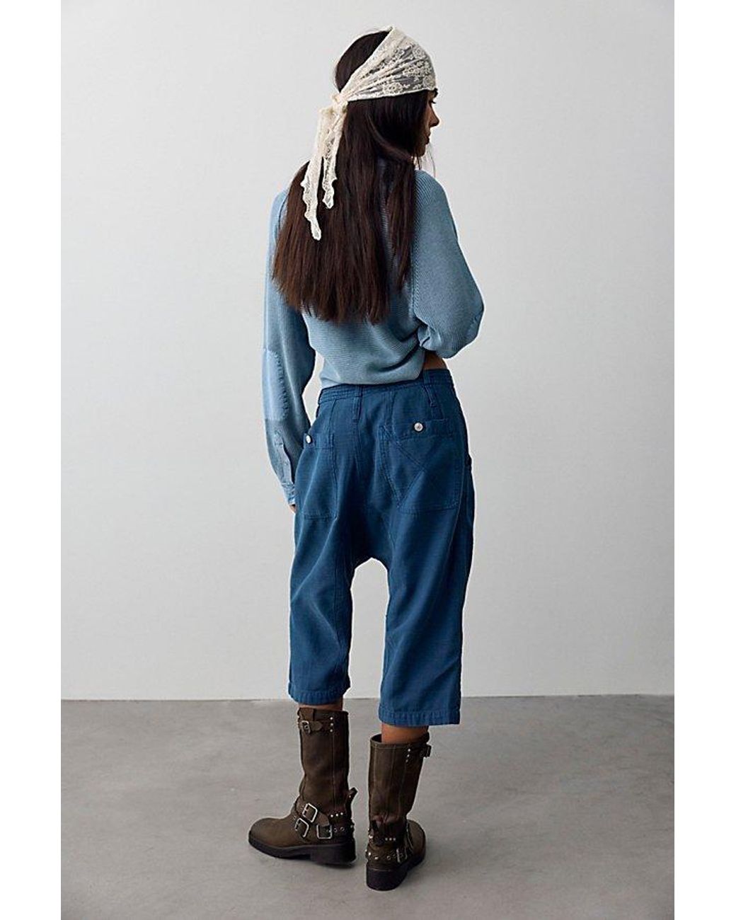 Free People Blue Maven Crop Harem Pants