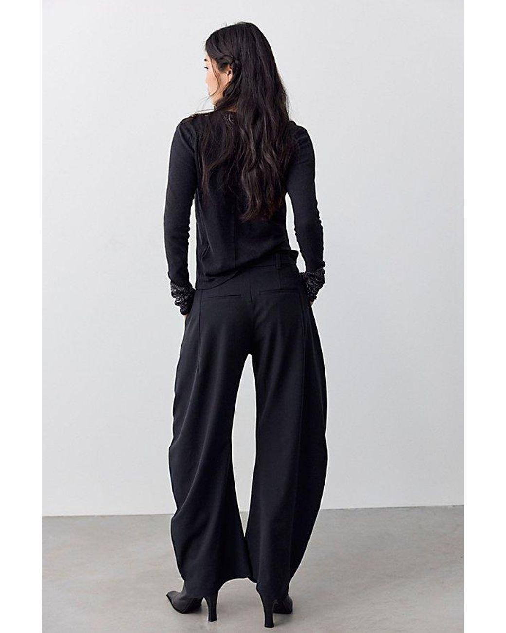 Free People Blue Spotlight Pinstripe Barrel Trousers