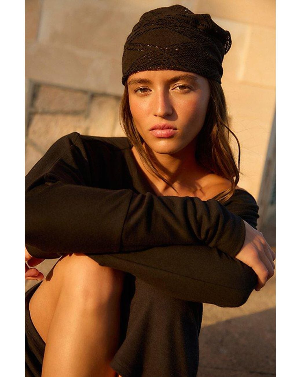 Free People Black Mellody Hair Scarf