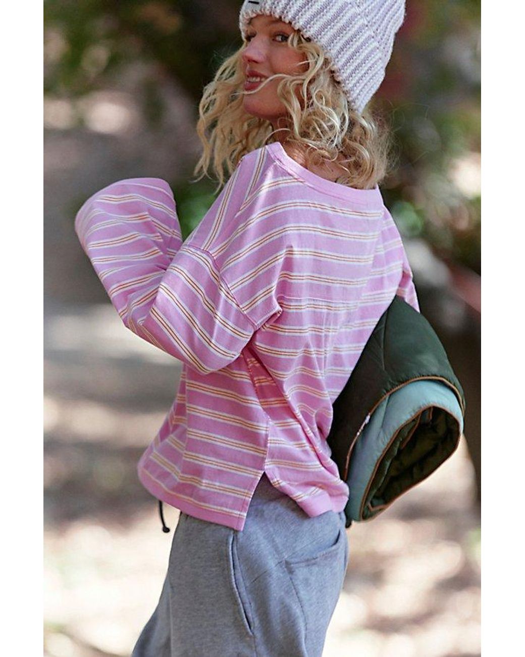 Fp Movement Pink Keep Going Yarn Dye Stripe Layer