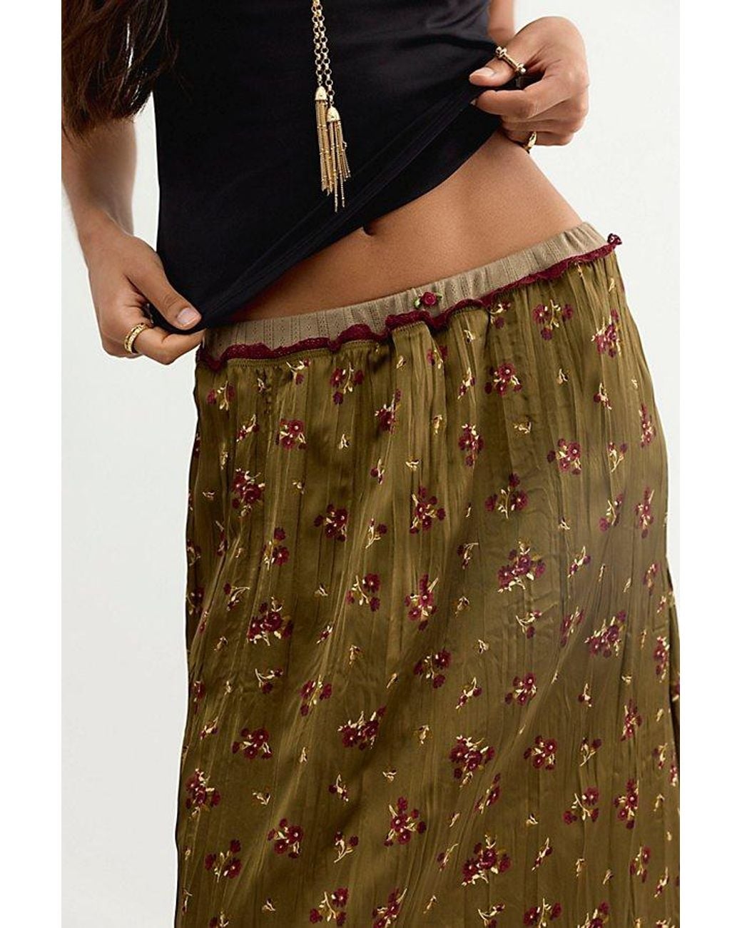 Free People Multicolor Piper Crinkle Column Midi Skirt