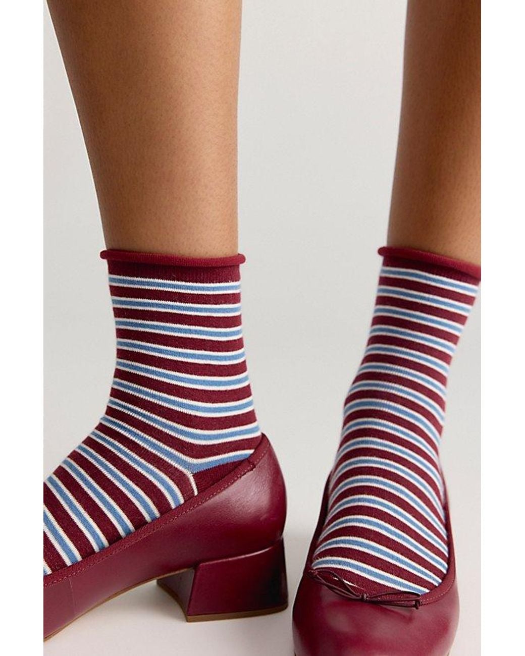 Free People Red City Cool Stripe Trouser Socks