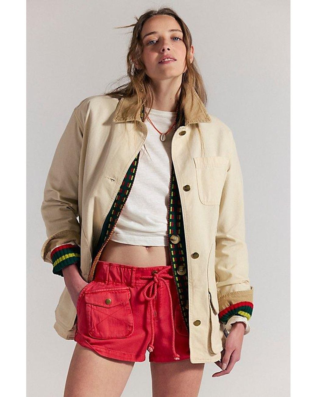 Free People Red Waimea Slouchy Shorts