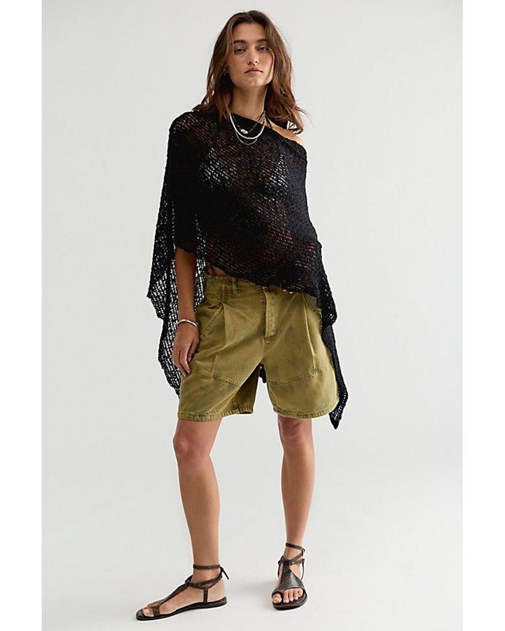 Free People Black Jade Knit Poncho Jacket