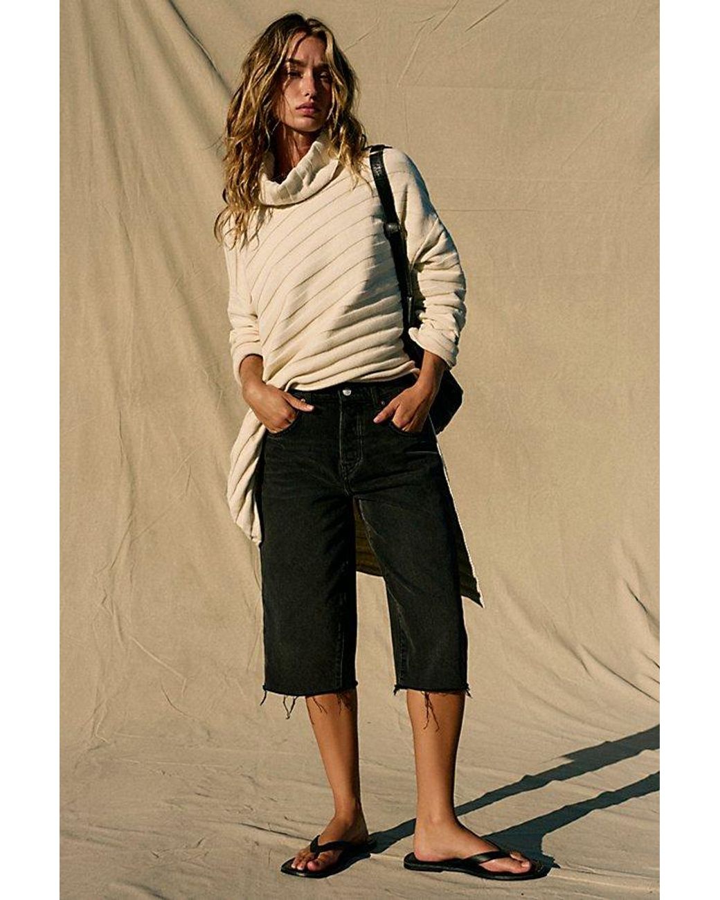Free People Natural Low-Rise Relaxed Capri Jeans
