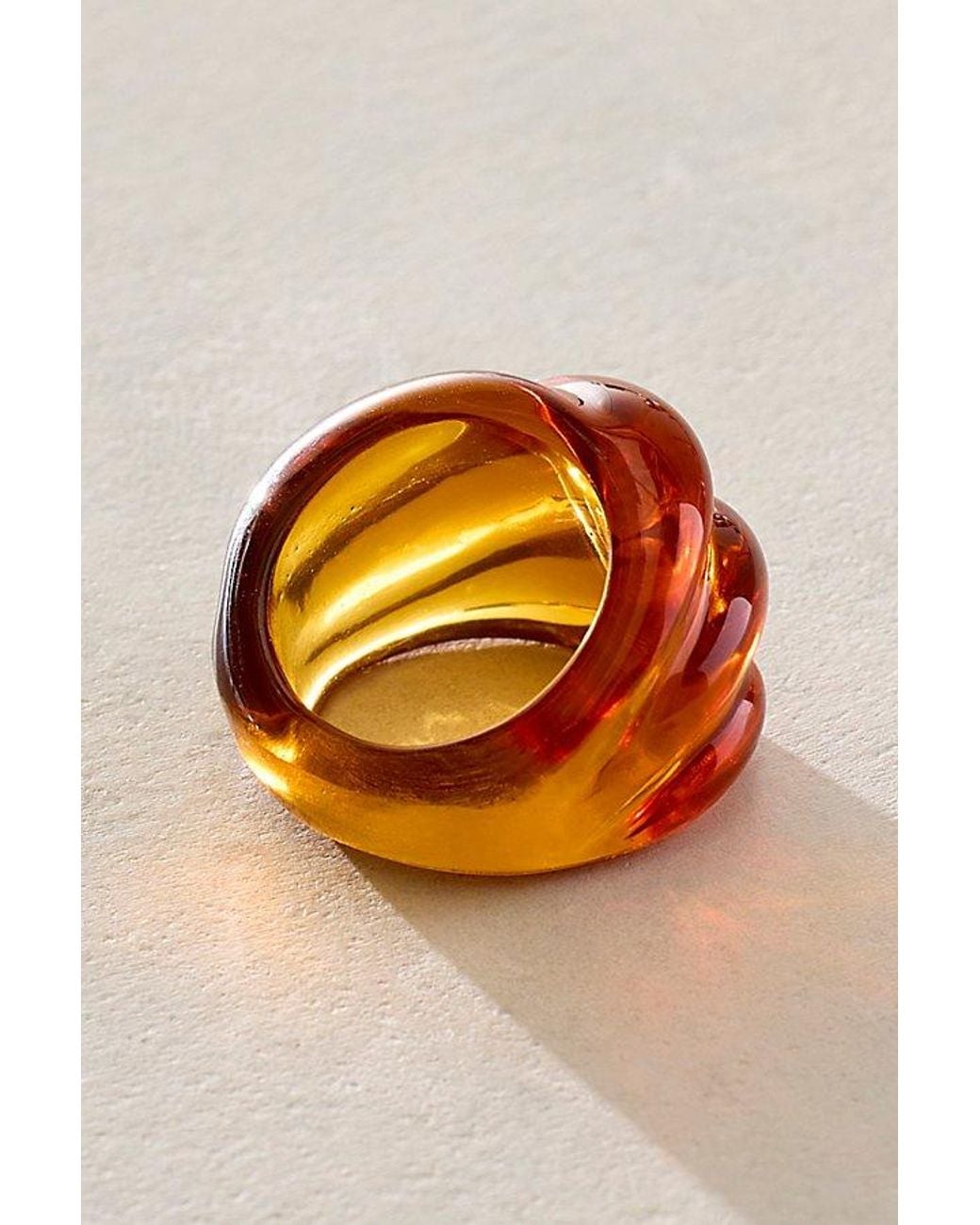 Free People Orange Twisted Resin Ring